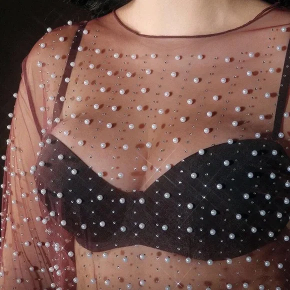 ♥️ PLUS Sheer Embellished Top ♥️ - Picture 2 of 6